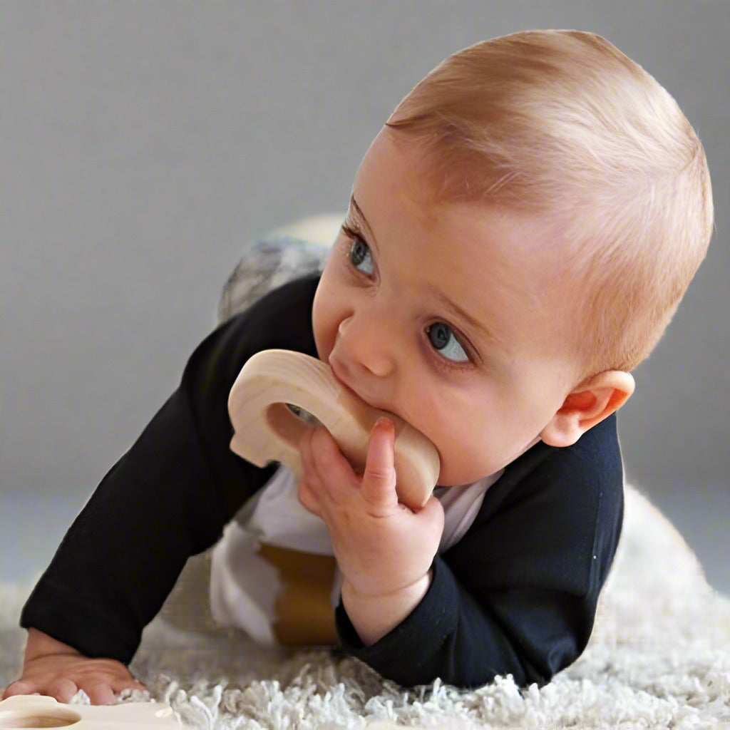 Elephant Shaped Beech Wood Baby Teether