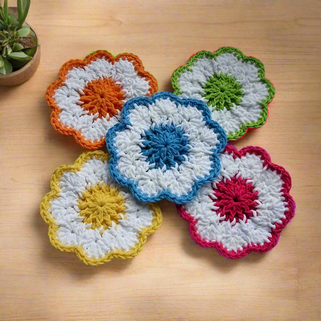 Handmade Crochet Coasters Set of Five