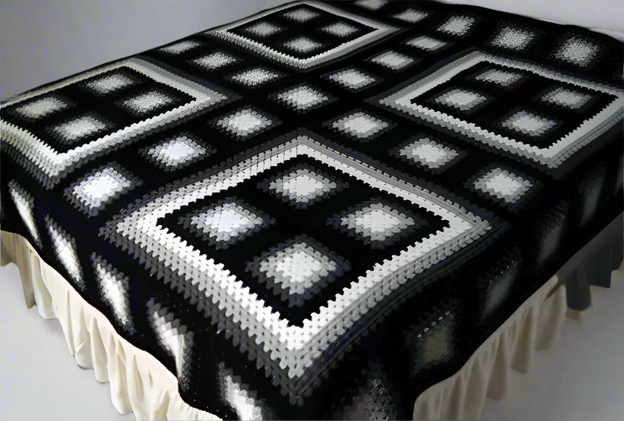 Handmade Crochet Bed sheets Black Shaded