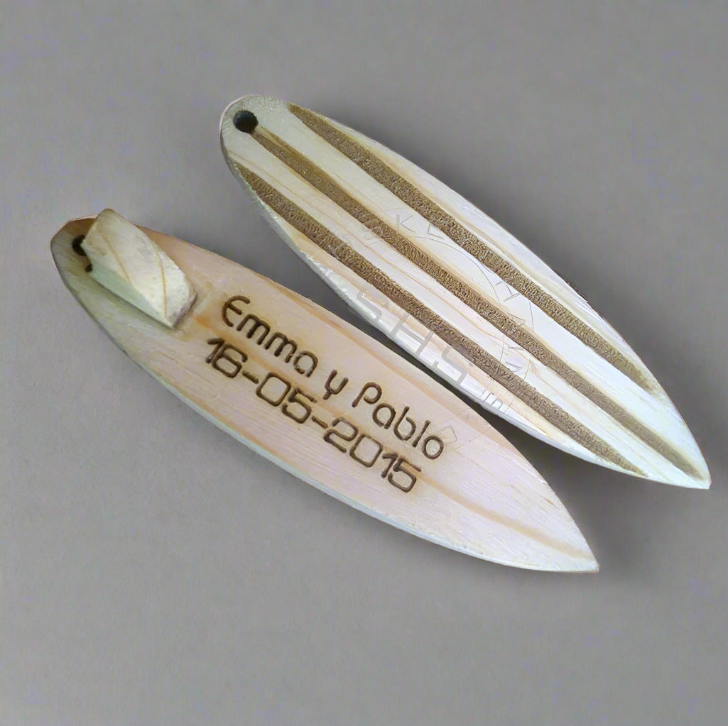 Customized Text Miniature Surfboard Wooden Keychain
