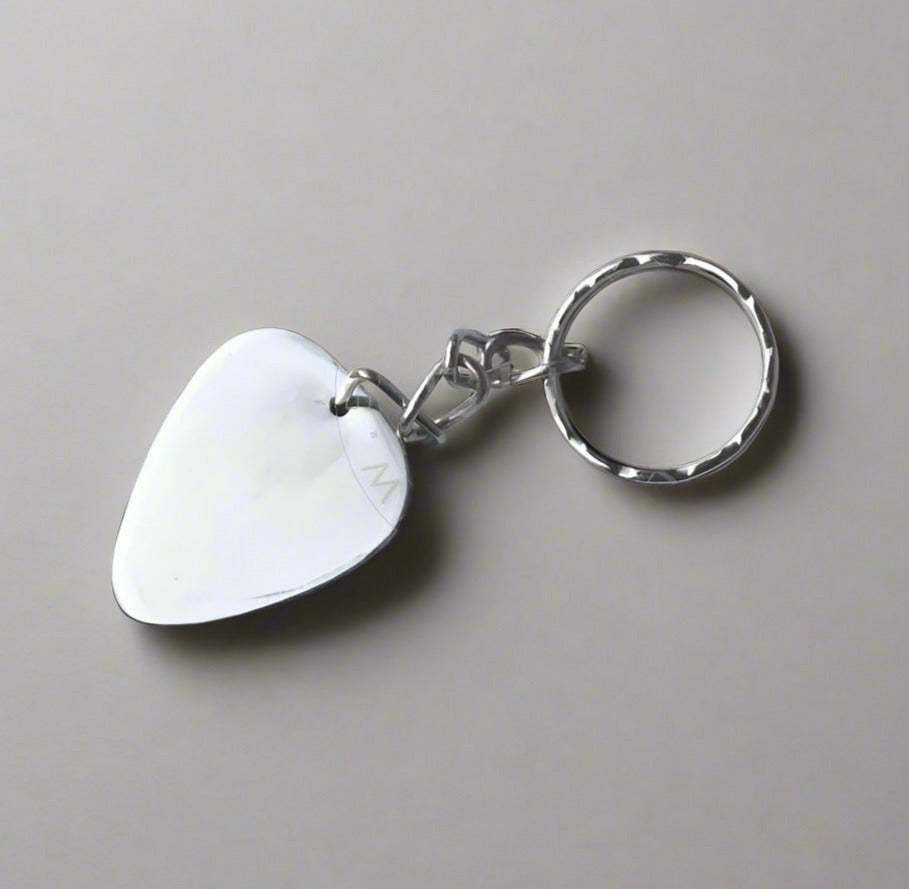 Stainless Steel Guitar Pick Keychain