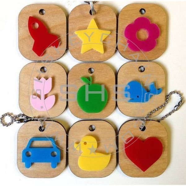 Set of 9 assorted Keyrings for Kids
