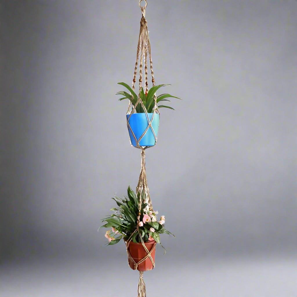 Handmade Jute Macramé for Double Planters