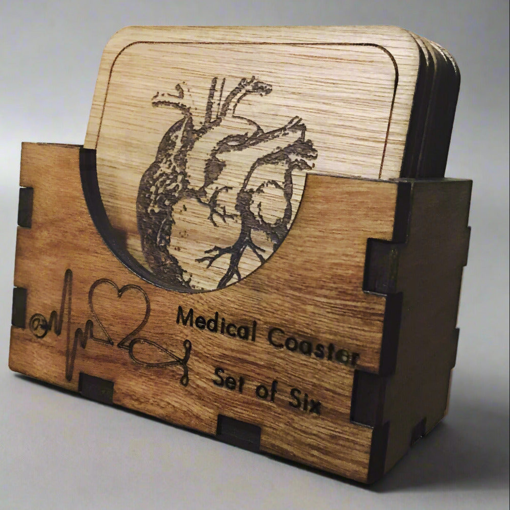 Medical Theme Set of 6 Coasters with Holder