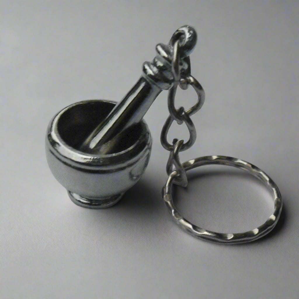 Keychain - Silver Plated Mortar Pestle
