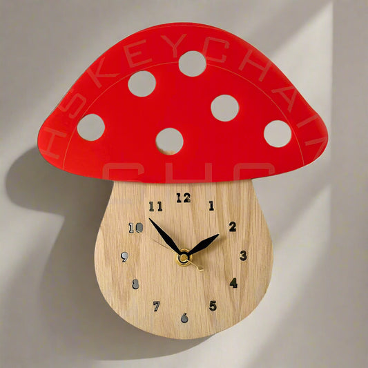 Acrylic and Plywood - Mushroom Clock for Kids Room
