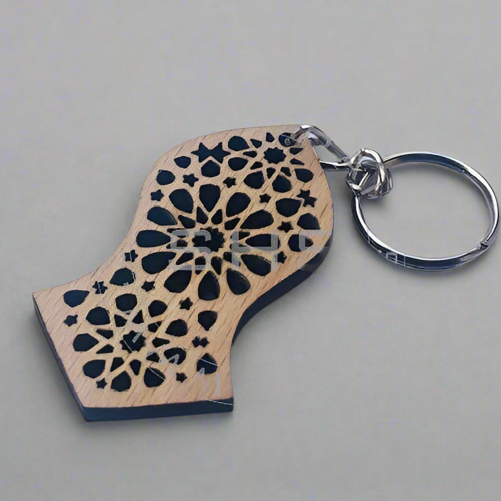 Nalain Shaped Wooden keyring for Muslims