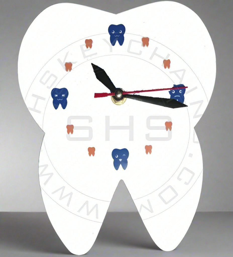 Tooth Shaped Acrylic Clock for Dental Office