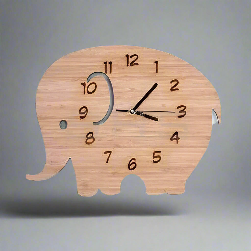 Laser Cut Elephant Shaped Wall Clock for Children Room