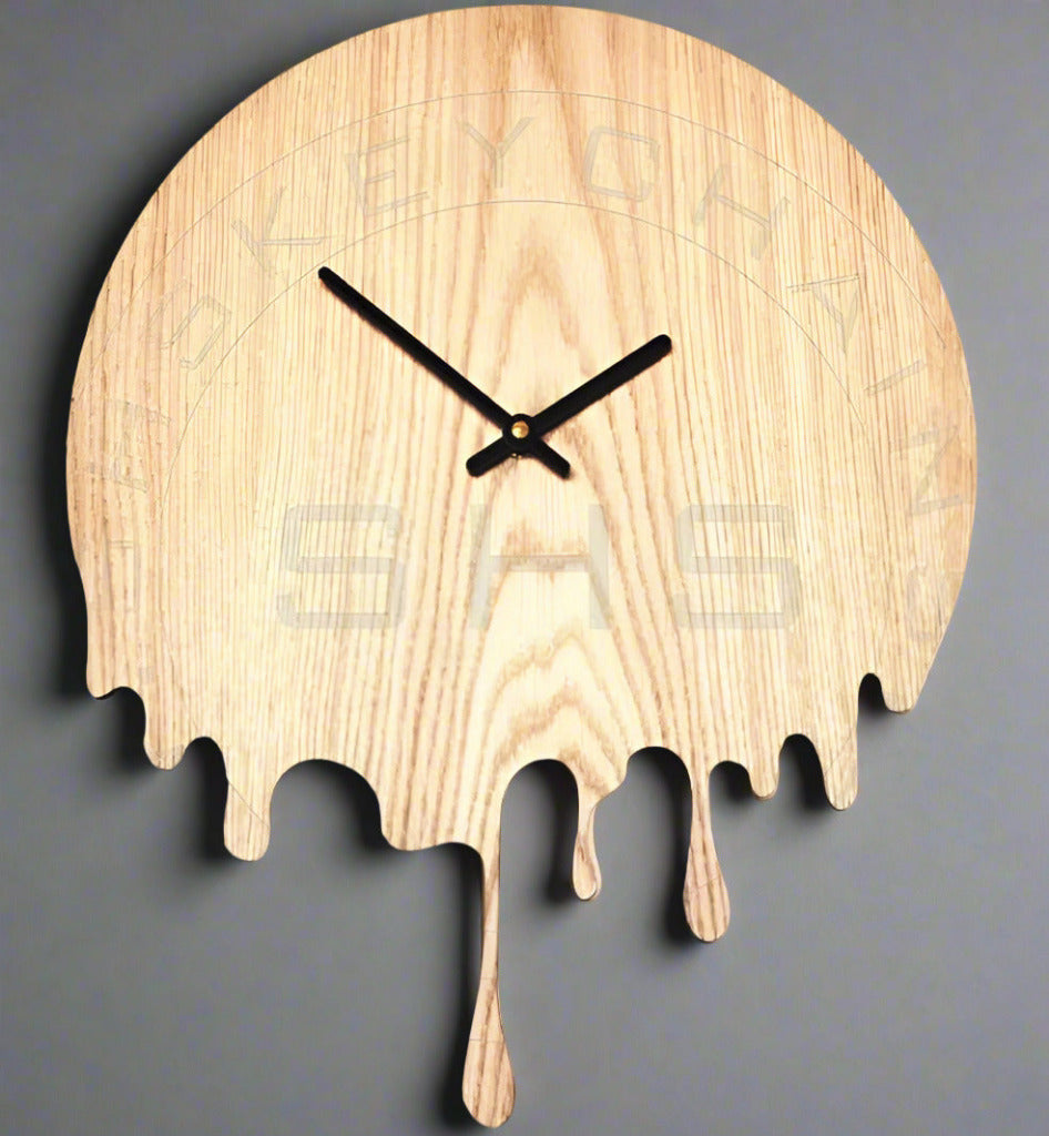 Laser Cut Dripping Clock Plywood