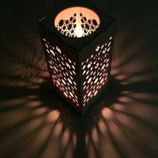 Laser Cut Calligraphic Plywood Candle Holder-Large