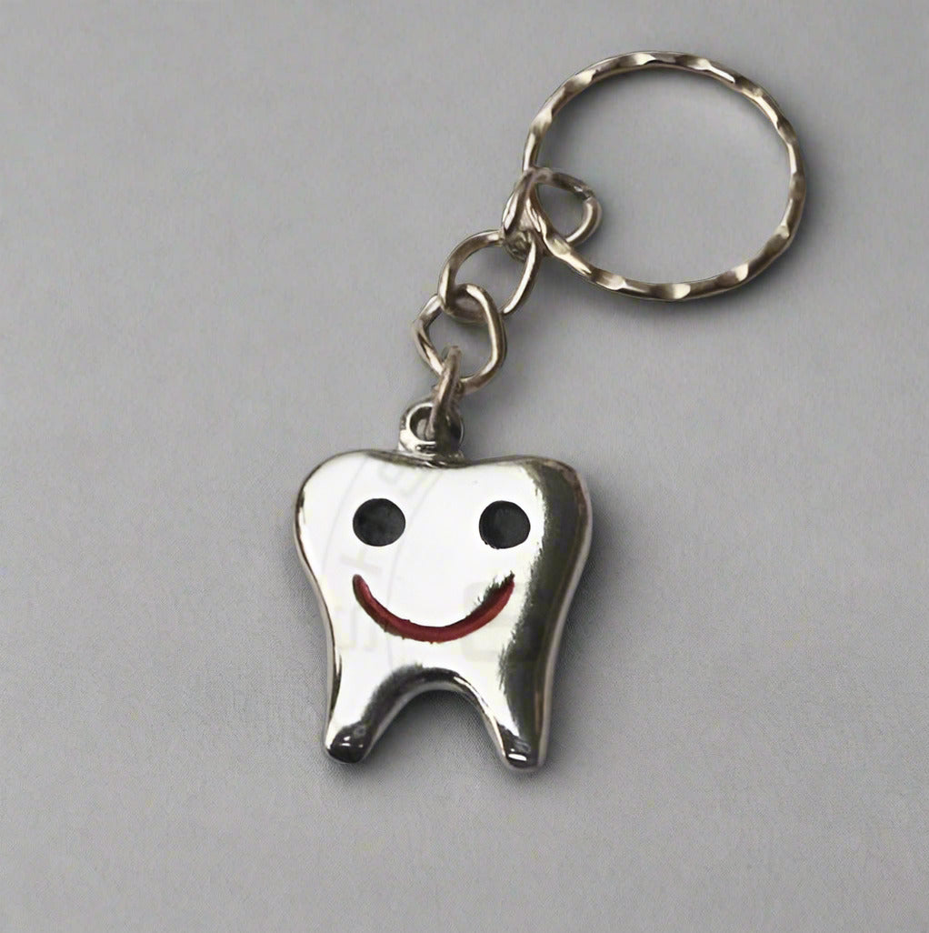 Keychain-Silver Plated Smiley Tooth