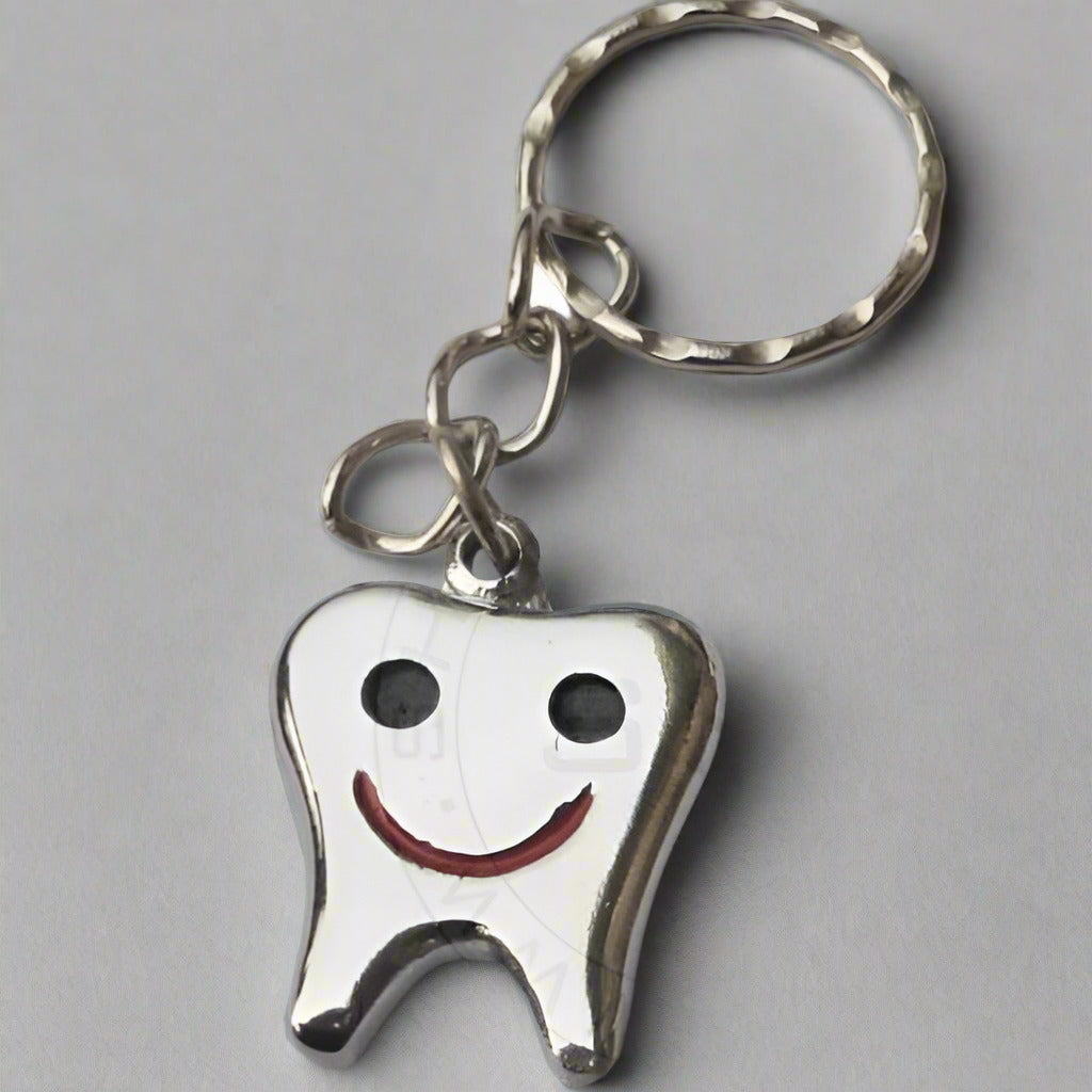 Keychain-Silver Plated Smiley Tooth