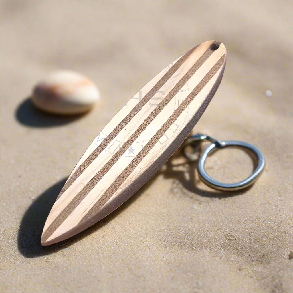 Customized Text Miniature Surfboard Wooden Keychain