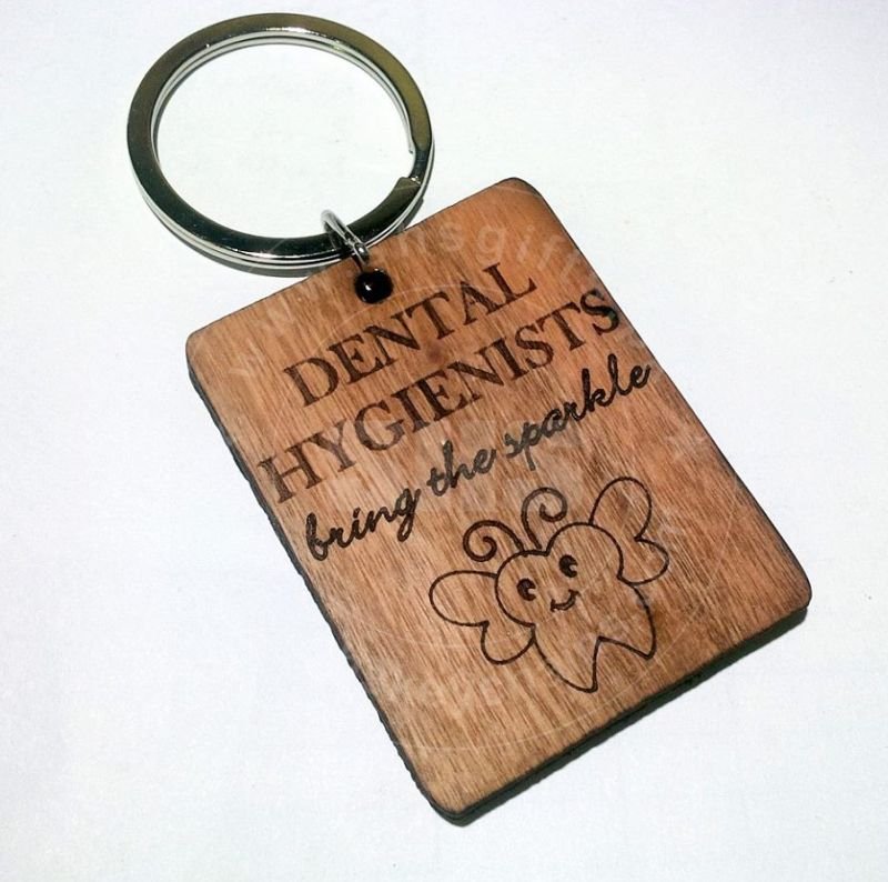 Laser Engraved Hygienist Wooden keychain