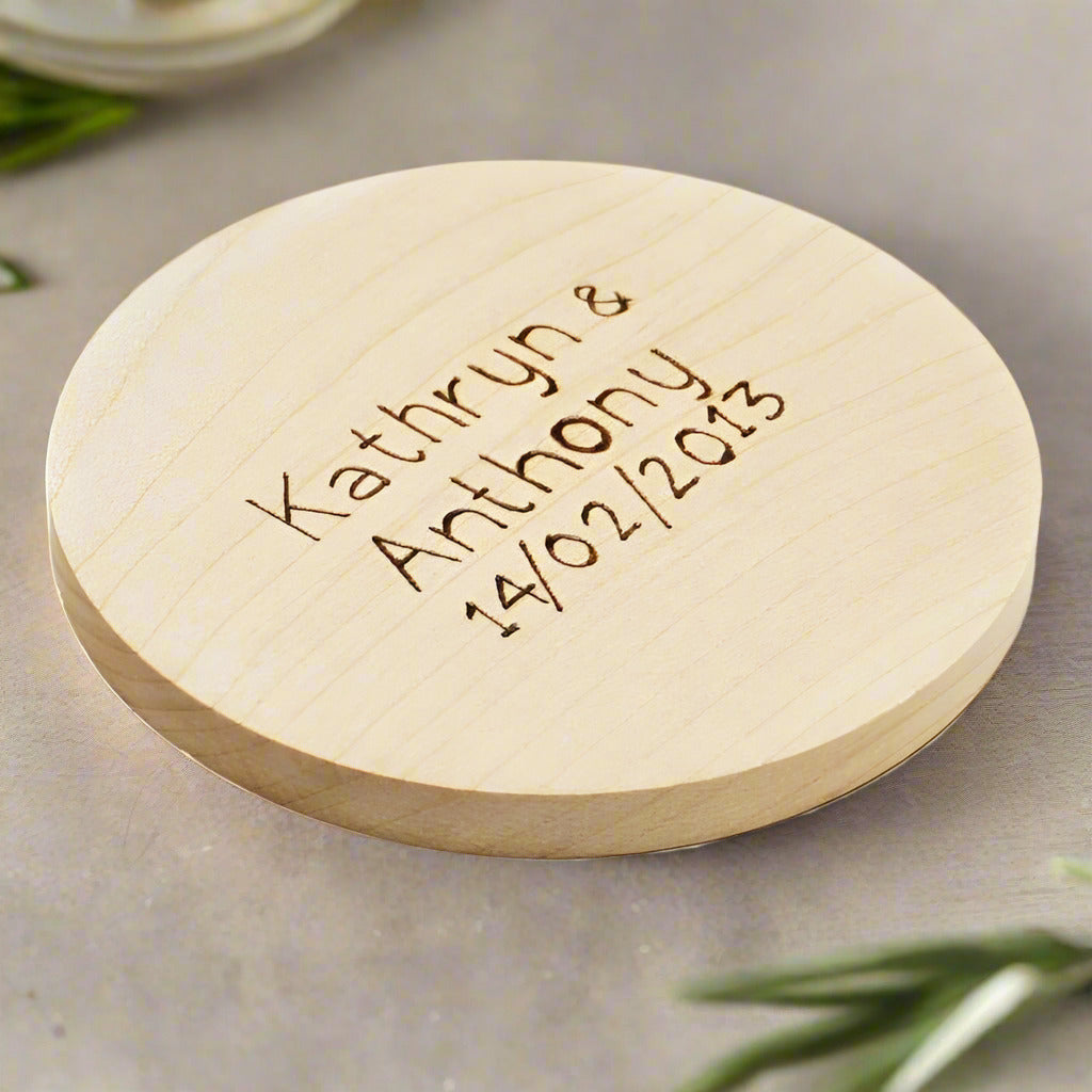 Wooden Coasters with Customizable Name or Text-Set of 2
