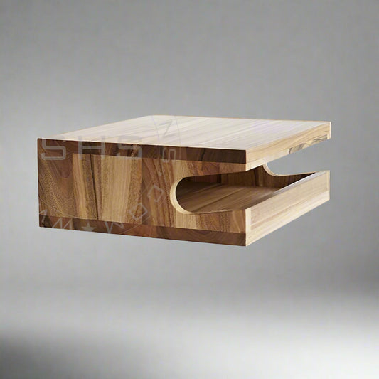 Acacia Wood Wall Mounted Bike Shelf