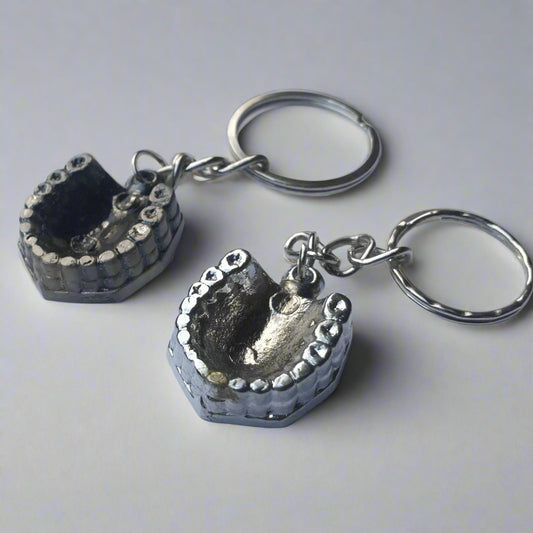 Miniature Denture Shaped Metal keychain