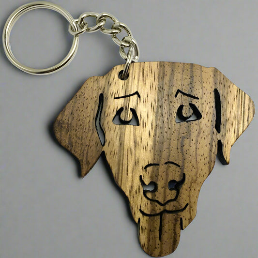 Laser Cut Dog Head Shaped Wooden keyring