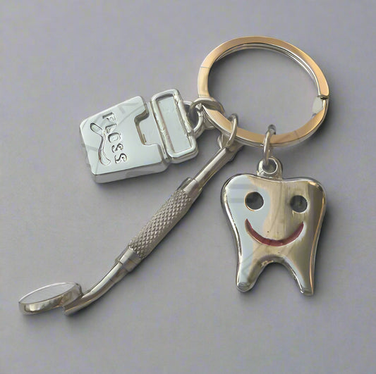 Keychain - Smiley Tooth-Mirror-Floss