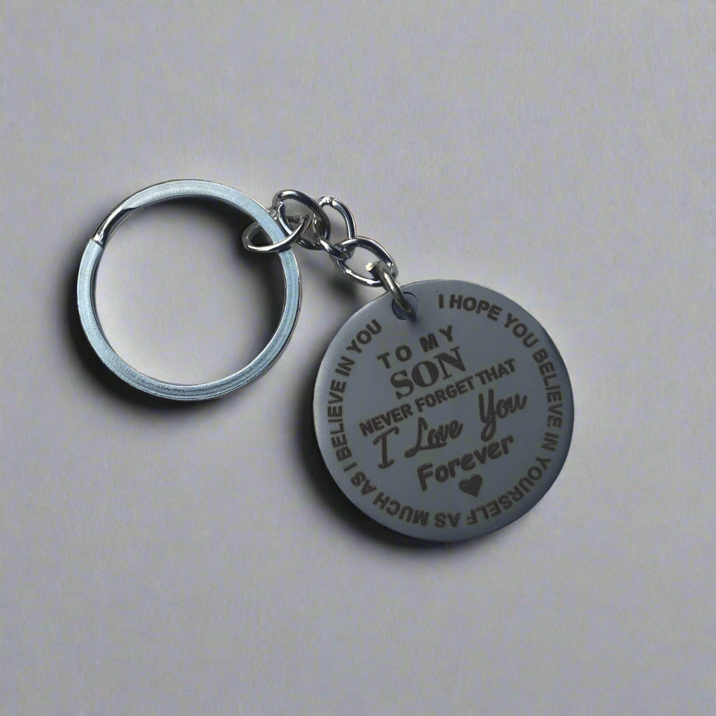 To my Son - Laser engraved stainless Steel tag keychain