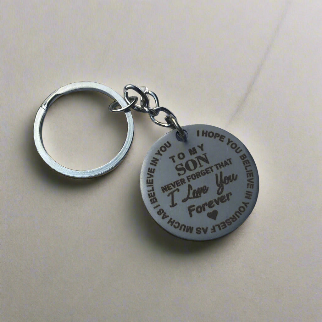To my Son - Laser engraved stainless Steel tag keychain