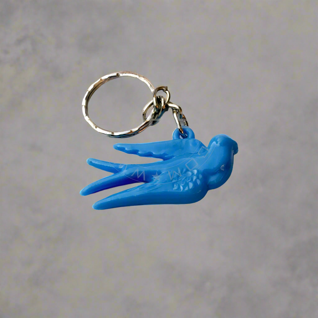 Cute Blue Bird Plastic Keychain