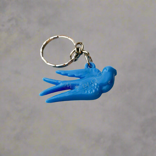 Cute Blue Bird Plastic Keychain