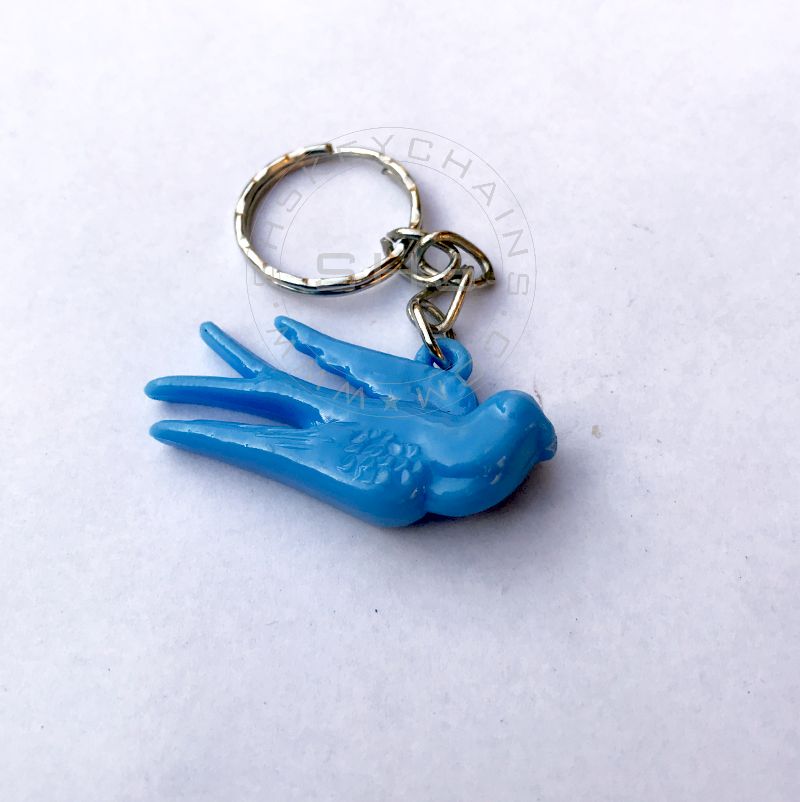 Cute Blue Bird Plastic Keychain