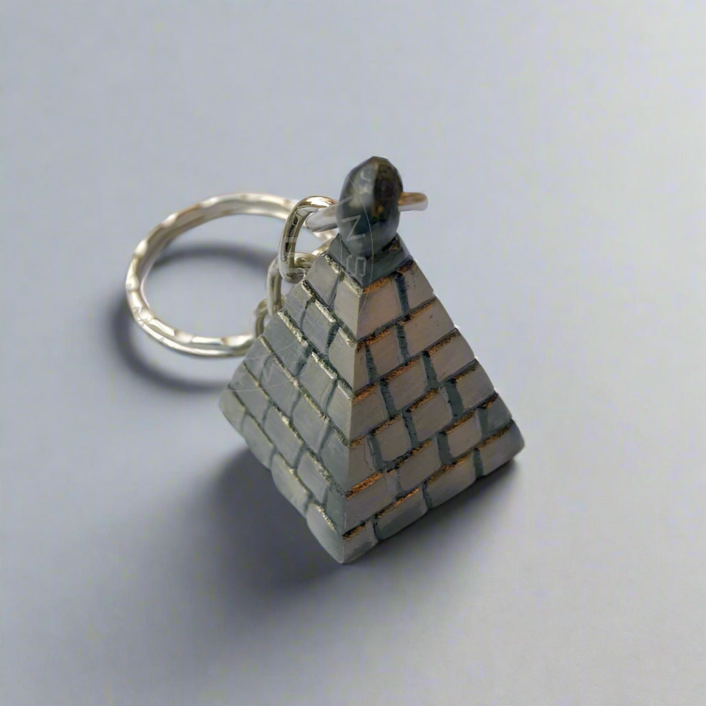 Antique Silver Pyramid keychain