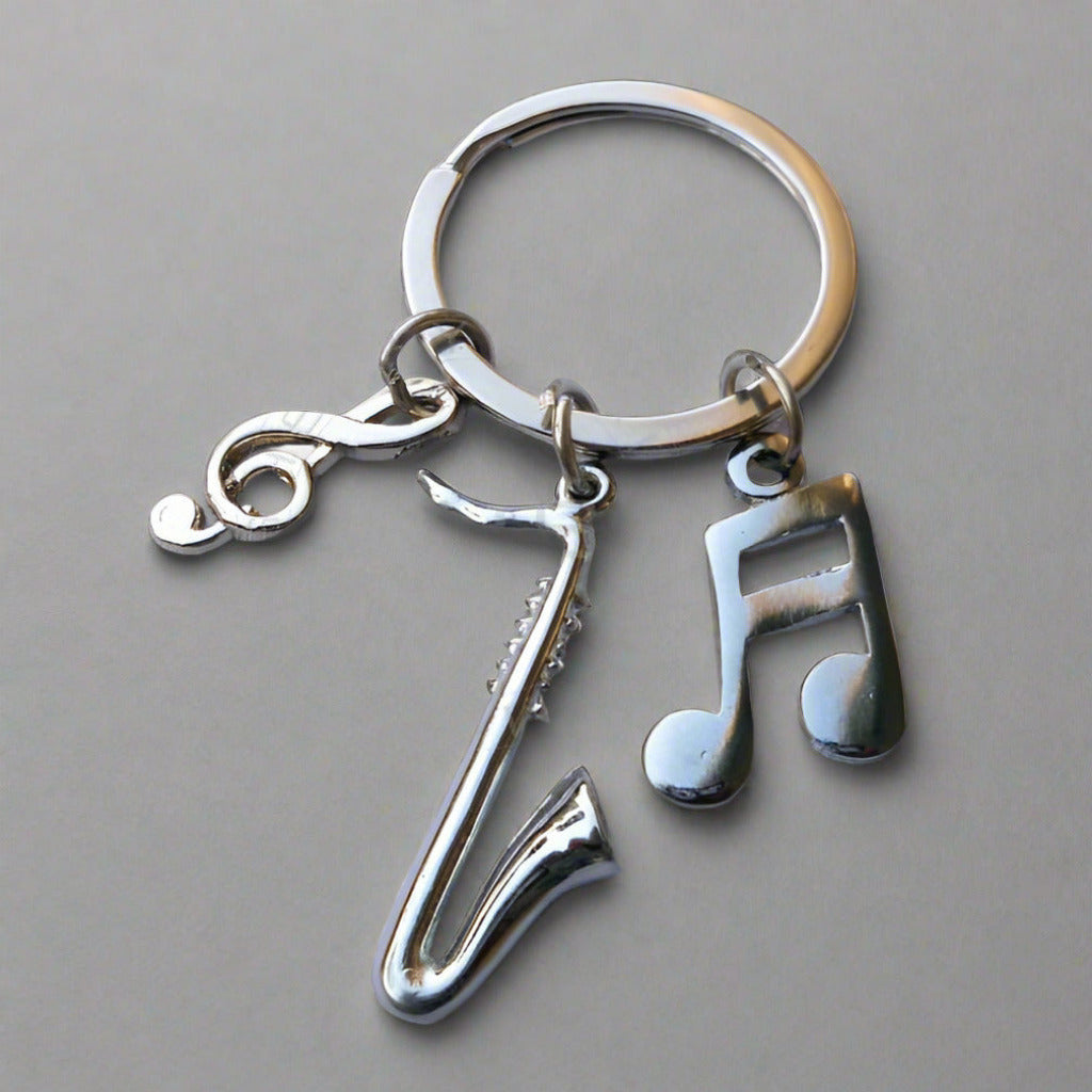 Miniature Saxophone with Musical Notes keychain
