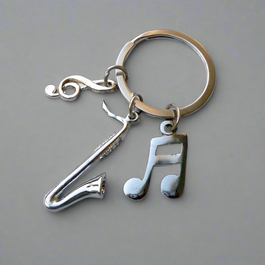 Miniature Saxophone with Musical Notes keychain