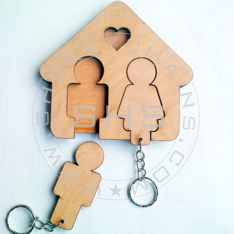 Customized Couple keychains with House Shaped key Holder