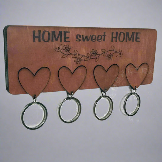 Home Sweet Home family Key Holder with Four keyrings