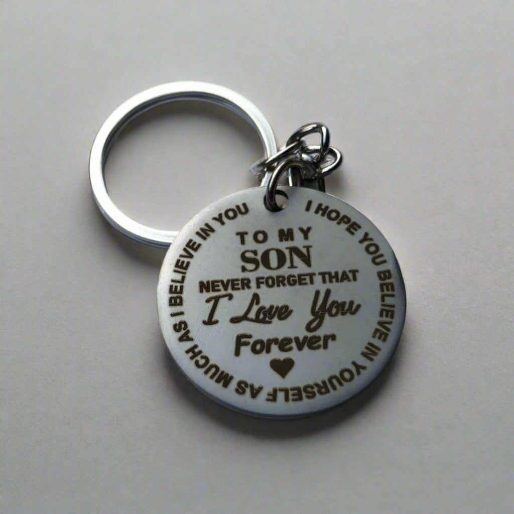 To my Son - Laser engraved stainless Steel tag keychain