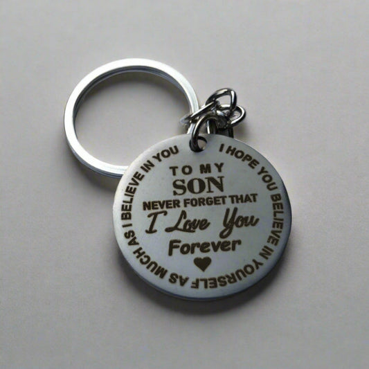 To my Son - Laser engraved stainless Steel tag keychain