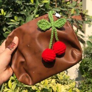 Handmade Crochet Cherry Bag Charm
