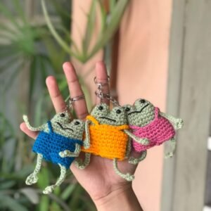 Handmade Crochet Frog Keychain
