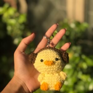 Handmade Crochet Headphones Chick Keychain