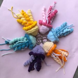 Handmade Crochet Jellyfish Keychain