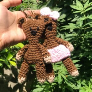 Handmade Crochet Mr. Bean Teddy Keychain