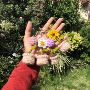 Handmade Crochet Potted Flower Keychain