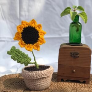 Crocheted Sunflower Plant Decor