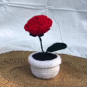Hand-Crafted Red Rose Plant Decor