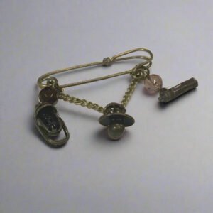 Newborn Baby Shower Metal Brooch – Antique Finish Charm Pin