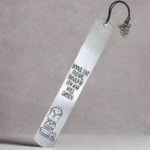 “Books Are Like Friends” Stainless Steel Bookmark – Laser Engraved Literary Gift