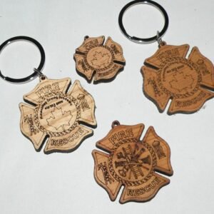 Custom Logo Shaped Wooden Keyring – Laser Cut & Engraved (Any Logo)