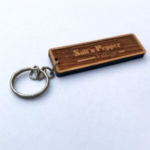 Customized Rectangular Wooden Logo Keychain – Laser Engraved Beech Wood