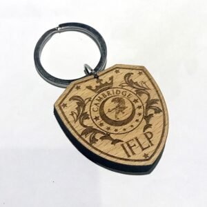 Customized Shield Shaped Wooden Logo Keychain