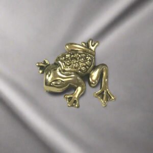 Gold Plated Happy Frog Brooch – Minimal Cute Animal Lapel Pin